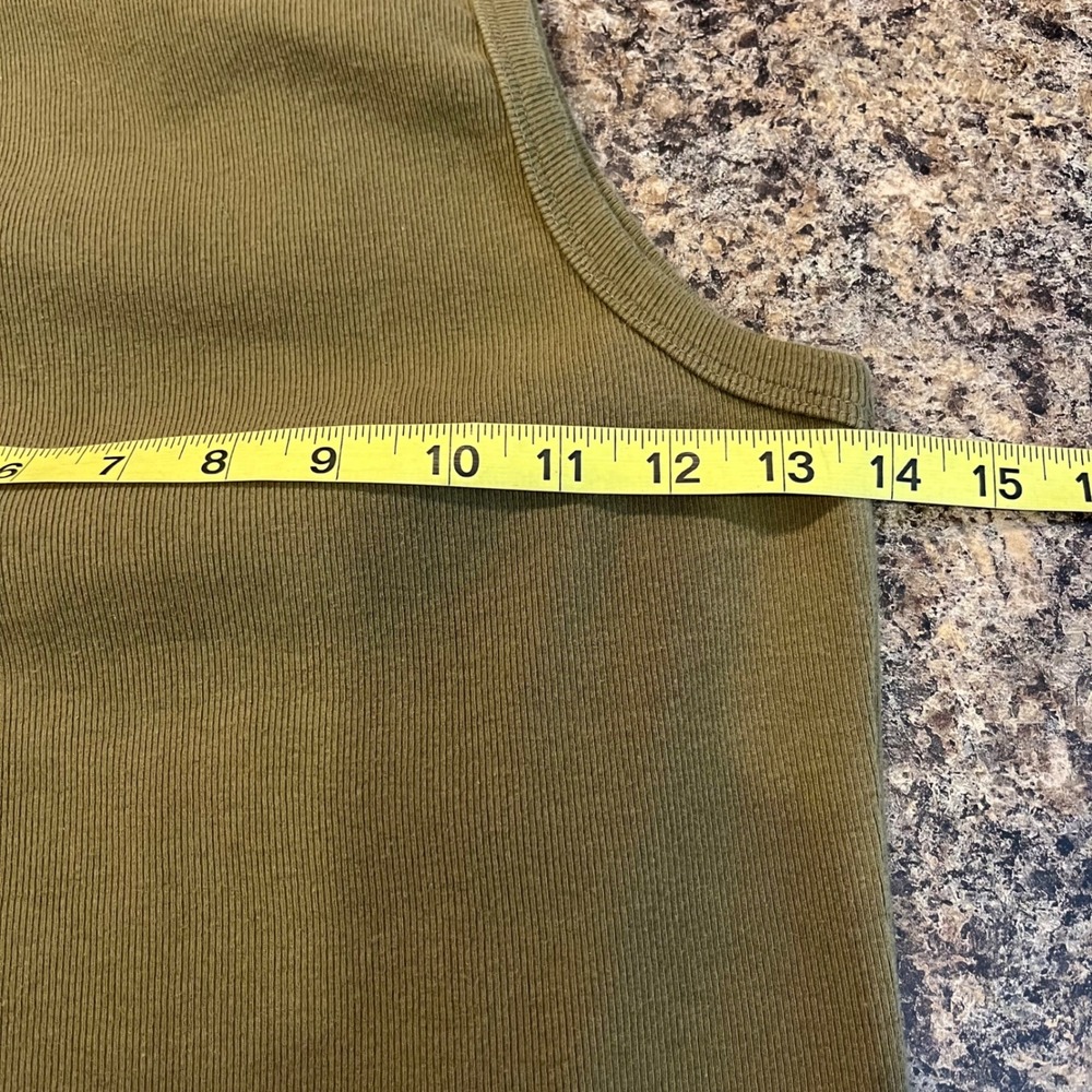 AGOLDE Ribbed Tank Top Medium Olive Green Minimalist Basic Casual Everyday - Picture 7 of 8